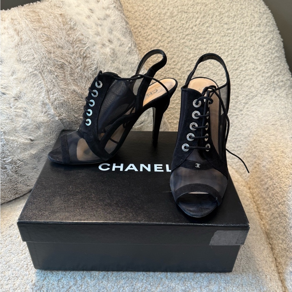 Chanel Black Mesh Women's Heels size 39.5